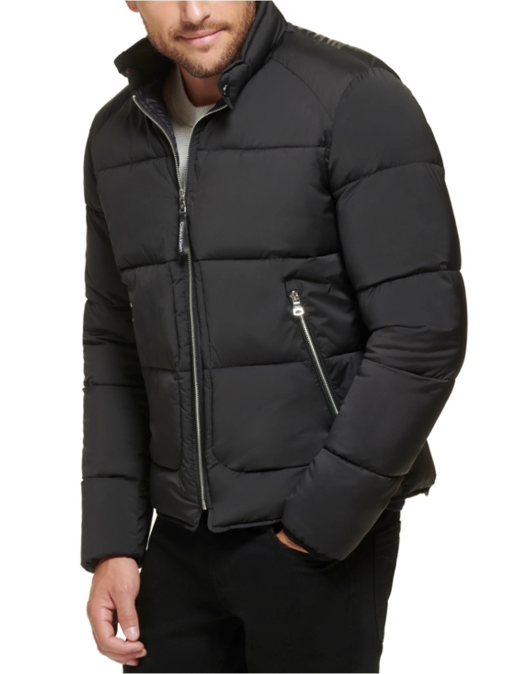 NWT  Calvin Klein Men's Stretch Medium Weight Moto Jacket In Black Sz XL